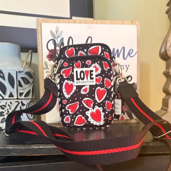 Brighton Handbags - NWT Brighton LOVE Heart Crossbody Phone Bag - Black & Red